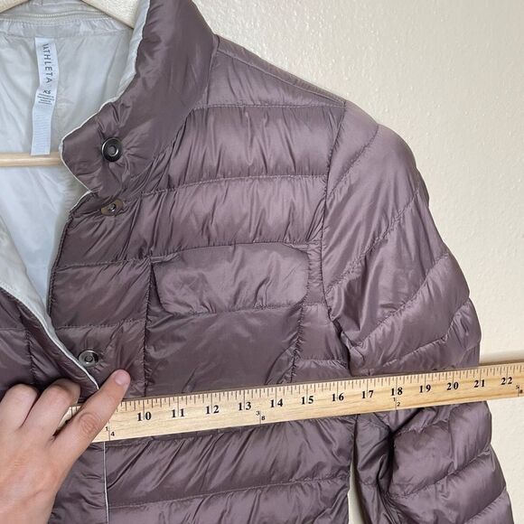 Athleta Pulse Reversible Down Puffer Jacket 800 Fill Mineral/Cream Woman's XS - Picture 5 of 11